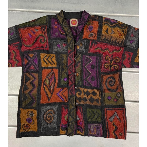 Millma Bolivia Alpaca Cardigan Sweater Womens Small Button Up Art to Wear - Picture 2 of 11